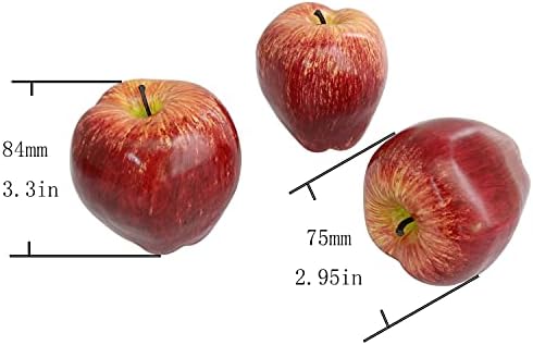 LongDex Artificial Red Apple 4pcs Alta simulação plástico maçãs vermelhas falsas Modelo realista de
