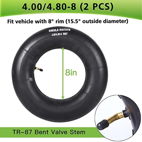 4,80/4,00-8 Tubo interno de substituição durável com caule de válvula dobrado TR-87, roda de pneus interna para