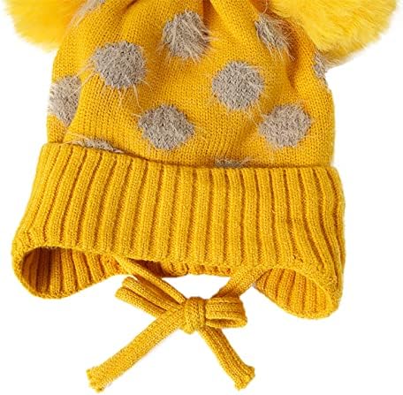 Cap malha de crochê meninos chapéu de pompon ajustável meninas de lã quente chapéu de inverno com mulheres