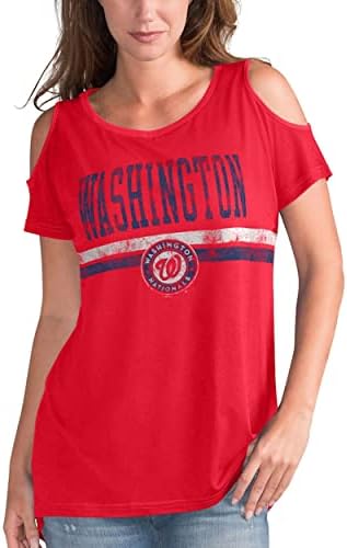 G-III Sports Washington Nationals MLB Feminino Clear the Bases Scoop Neck T-shirt-vermelho