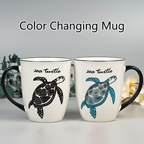 Tartaruga marinha Mudança de café - Caneca de mudança de cor - Caneca de café de cerâmica para homens mulheres