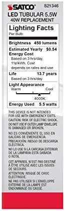 SATCO 20653-5,5 watt 120 volts T10 Base de parafuso médio 4000k LED branco fresco