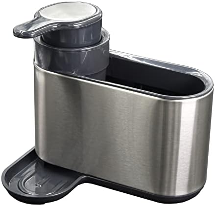 Dispensador de sabão de prato com pia Caddy Kitchen Sink Organizer com porta -escova de esponja para bancada