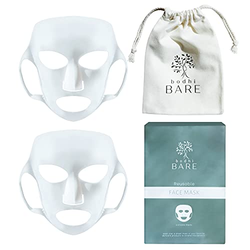 Bodhi Bare Company, LLC, Bodhi Nas Premium Reutilable Silicone Fellow Máscara de máscara para face 2 Pacote Uso com produtos anti -envelhecimento e hidratação, branco