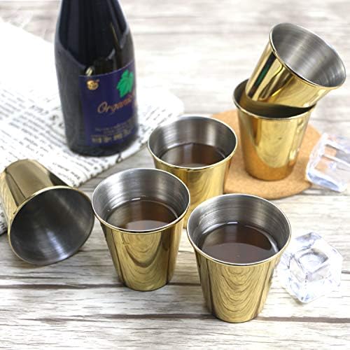 Conjunto de 6 - copos de ouro - 70 ml - copos de aço inoxidável para padrinhos de metal exclusivo - copos de metal