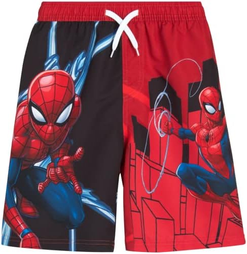Marvel Avengers Boys 'Swim Trunks-Homem-Aranha, maiô do Capitão America-UPF 50+ Rápula rápida de maiô para meninos