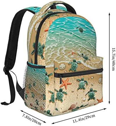 Ewmar Turtle Starfish Princied Canvas Backpack casual/Backpack de Mochila de Viagem de Viagem de Viagem