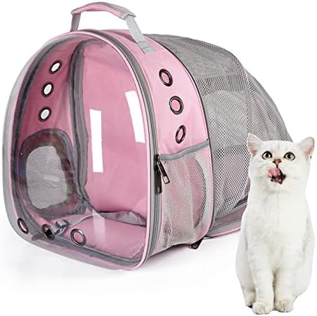 Carrier de mochila de gato Ventilato expansível Backpack de cães de estimação para gatos grandes caminhadas, viagens, ao ar livre, cápsula espacial aprovada pela companhia aérea Backpack