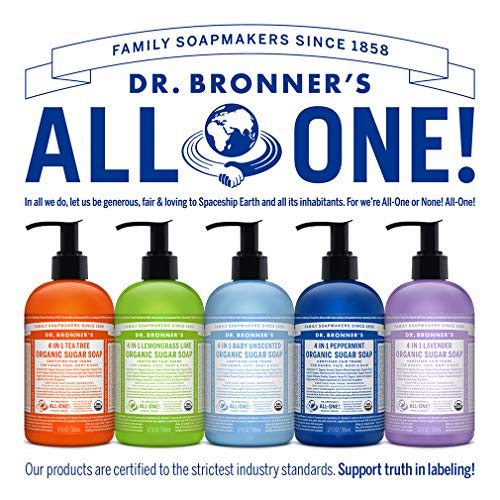 Dr. Bronner's-Sabonete de açúcar orgânico-feito com óleos orgânicos, açúcar e shikakai em pó, 4 em 1 Usos: mãos,