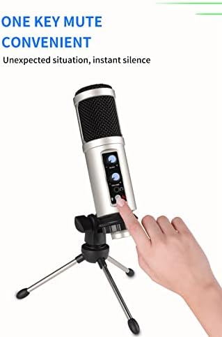 Microfone USB WIONC para gravação/streaming/jogos, microfone profissional para PC/laptop, controle de volume