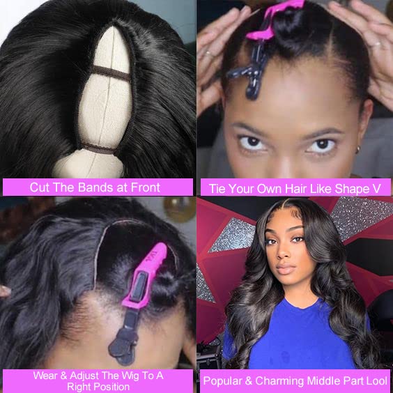 Atikual V Part Wigs Human Hair Body Wave Brazia Virgin Human Hair Wigs Para Mulheres Negras Clipe