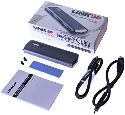 LinkUp-NVME SSD sem ferramentas premium 10 Gbps M.2 para USB-C | Alumínio USB 3.1 Gen 2 para PCIE Gen3 X2 Bridge Chip para Windows & Mac | Compatível com Samsung 960/970 EVO/Pro WD Black Intel