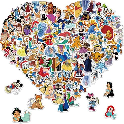 Cartoon Princess Kids Stickers Pack ， 100pcs Adesivos de personagens de desenhos animados fofos