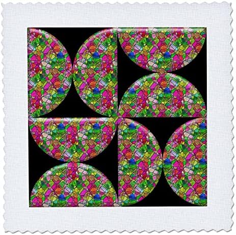 3drose moderno rosa verde mosaico azul meio círculo padrão geométrico - quadrados de colcha