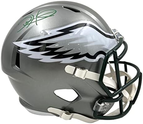 Jalen Hurts assinou assinado no Capacete de Réplica de Velocidade Flash Green Eagles em tamanho flash - Capacetes