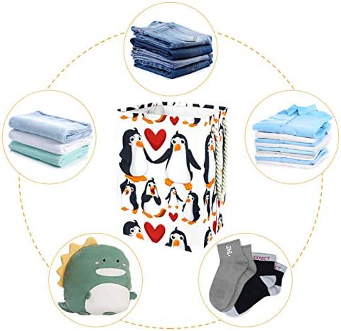 Ndkmehfoj pinguins em amor cestas de lavanderia cestas de roupas sujas à prova d'água coragem dobrável