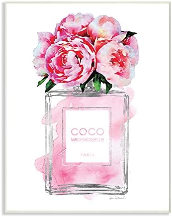 Stuell Industries Glam Perfume Bottle V2 Flor Silver Pink Peony Art de placa de parede de grandes