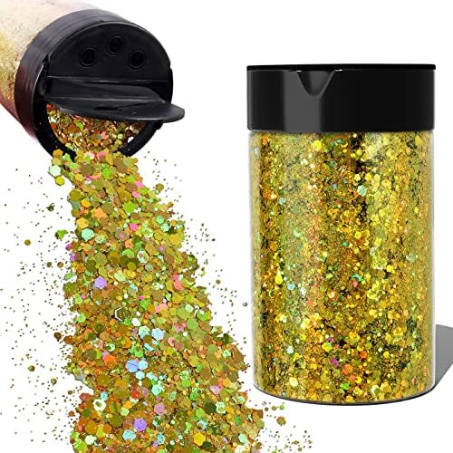 Renfio holográfico robusto glitter, 5,64 oz 160g extra brilhante pó de glitter pó misto misto lampes de estimação