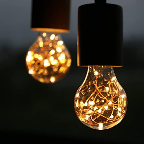 Lâmpada de fada de fada LED, A19 E26 Warm White Edison parafuso Night Lights, Flash Starry Starry Decorativo