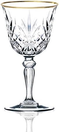 Os copos de cristal elegantes e modernos para hospedar festas e eventos - água, bebida ou copo de chá gelado, banda de ouro, conjunto de 4, 11 onças.