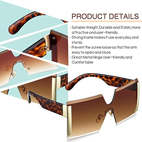 Friea 3 peças Óculos de sol quadrados de grandes dimensões para mulheres de moda moda sem orla de moldura óculos