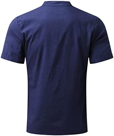 XXBR 2022 Camisas de linho de algodão de verão para homens de manga curta camisa hippie mock pescoço casual solt
