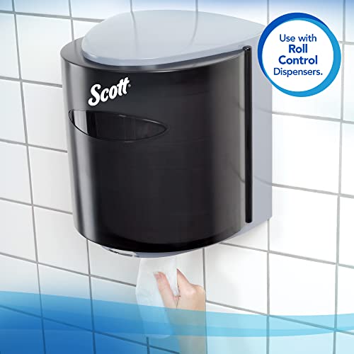 Scott® Essential Roll Control Center Pull Pull Towels com bolsos de absorção rápida, toalhas de papel de tamanho completo perfuradas, brancas
