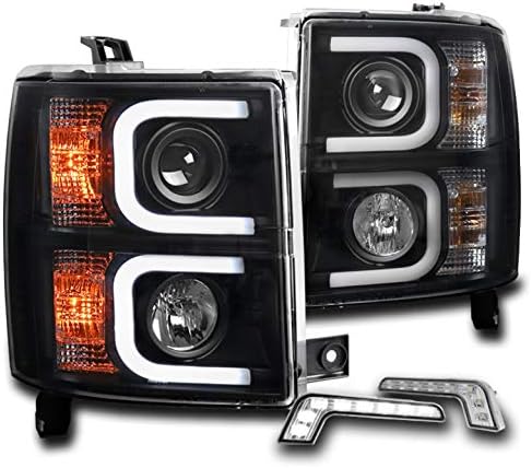 ZMAUTOPTS para 2014-2015 Chevy Silverado 1500 LED LED LIGHTS DRL BLACK PROJETOR LIGHS com 6,25 LELS DRL LED BLANCE