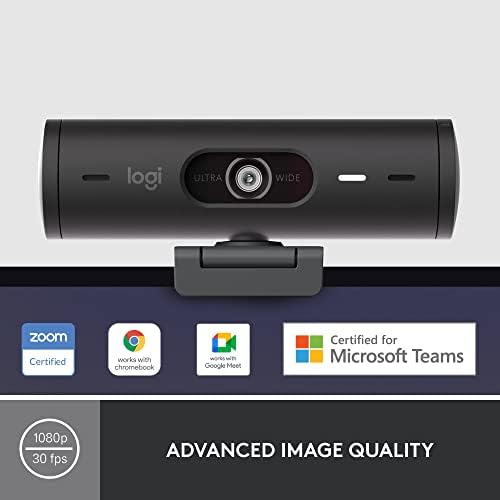 Logitech Brio 501 Full HD Webcam com correção de luz automática, modo de show, microfones de redução de ruído