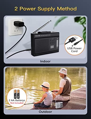 Arsvita Cassette portátil Player and Recorder, Cassete To MP3 Digital Converter, AM/FM Radio Tape Walkman,