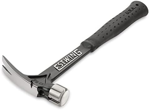 Estwing Ultra Series Hammer - 15 oz de garça curta Rip Garra com rosto liso e punho de redução de choque - EB -15SR, preto