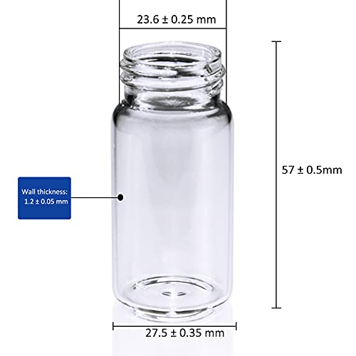 ALWSCI 20ML de frasco de amostra com 24-400 tampa fechada preta, revestimento PE, 2ml 9mm HPLC VIAL