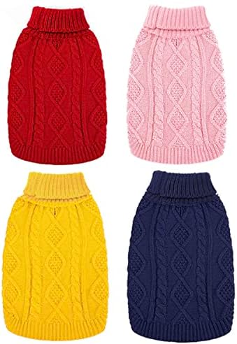 Sweater de cachorro - Classic Turtleneck Knit Tak Knit Dog Jumper Casat, roupas de inverno de estimação para