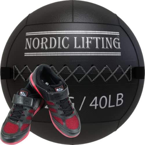 Bola de parede de elevação nórdica 40 lb com sapatos Venja Tamanho 8.5 - Black Red