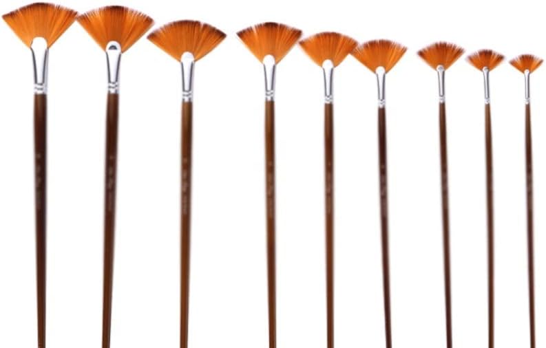 HNKDD 9-PACK Artist Brush Conjunto de nylon Wood Long Handel Binch Bushes para acrílico pintura a