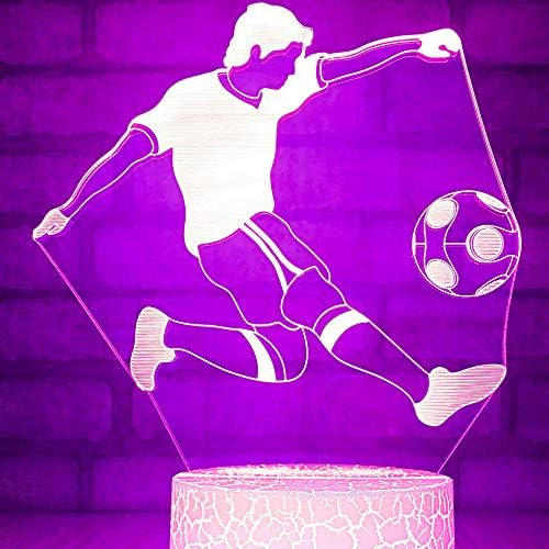 Jinnwell 3d futebol futebol noite lâmpada leve ilusão LED 7 coragem de cores Touch Touch Table Table Decoração