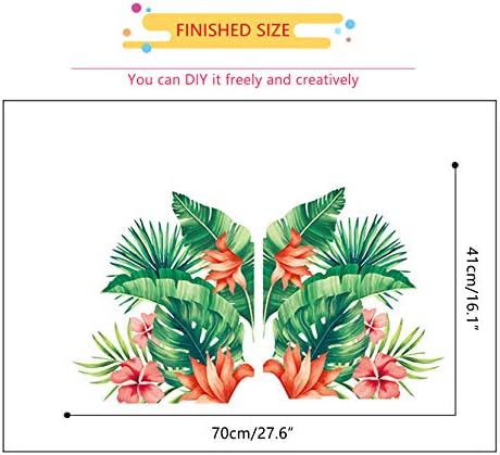 Molancia hibisco tropical decalques de parede de flores, plantas de folhas de palmeira da natureza