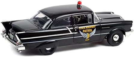ModelToycars 1957 Chevy 150 Sedan - Ohio Highway Patrol, preto - Greenlight Hwy18028 - 1/18 Scale Diecast Car