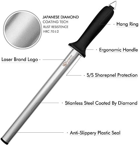 Faca de diamante Levinchy Aço de Aço 12 polegadas, Aço Profissional de Aço Diamante, Faca de Diamante Premium