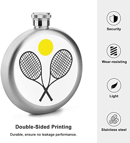 Tennis Racket Ball Aço inoxidável Liquor Hip Flask 5oz para bebida de vinho Pocket Round Pocket Funny Print