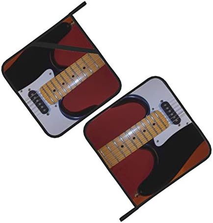 Música de guitarra Arte Arte do tapete de calor Titulares de panela quadrada 2 PCs 2 × 8 polegadas para cozinhar e assar