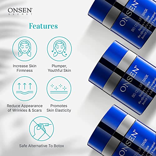 Facelift anti -rugas não invasivas Onsen - suaviza rugas, reparo a pele - Máscara de grau profissional secreto com benefícios de longo prazo BIO Máscara de elevador de células - 1 fl oz/30 ml
