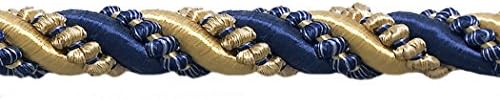 Pacote de valor de 10 jardas de ouro grande, azul marinho de 7/16 polegadas Imperial II cordão