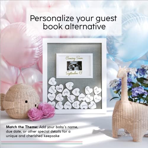 GLM Premium Baby Shower Guest Livro com placa de boas -vindas - Perfect Memory Memory Book para decorações de chá de bebê para menino e menina, alternativa aos livros de visitas tradicionais!