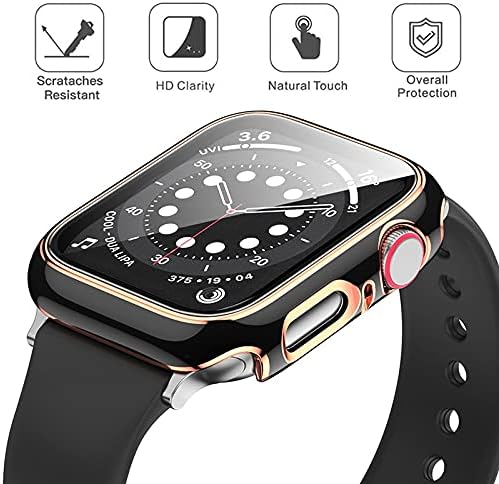 Ankang Glass + Tampa para Apple Watch Case 45mm 41mm 44mm 40mm Duas tela colorida Protetor de pára -choques