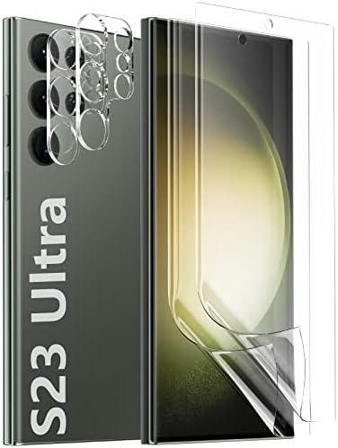 Hianjoo [2+2 pacotes] Protetores de tela compatíveis com o Samsung Galaxy S23 Ultra, 2 PCs Protetor de tela TPU