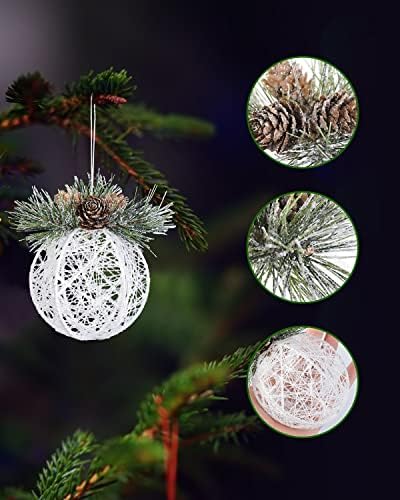 Bolas de Natal brancas enfeites, vortart 4pcs pinheiros brancos decorações de natal ornamentos definidos