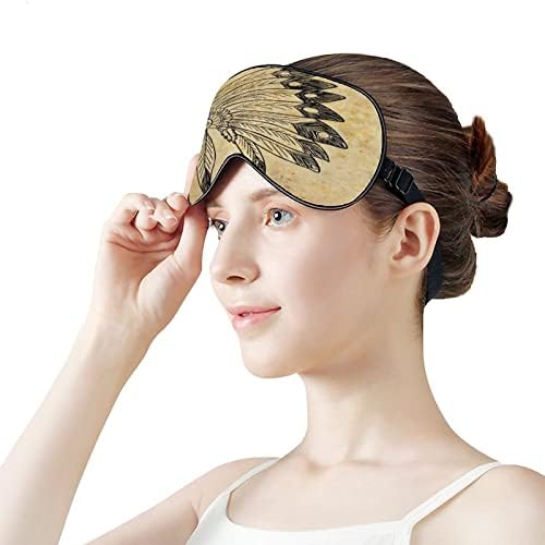Cocar nativos americanos dormindo cegos máscara de olho fofo capa engraçada com alça ajustável para