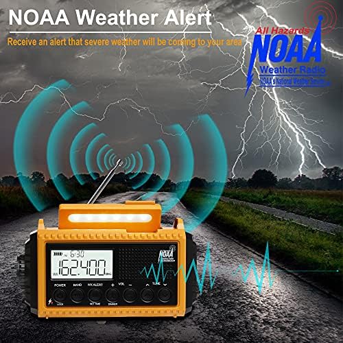 Rádio de emergência, manivela solar manivela clima de rádio portátil AM/FM/curto/NOAA Rádio com
