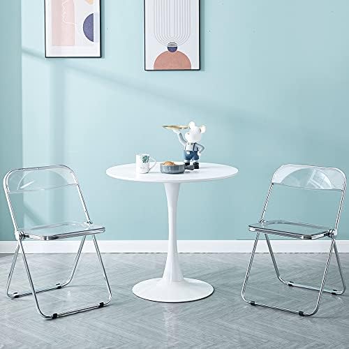 CHLEMETER 31.5 Mesa de jantar moderna de tulipa ， mesa redonda branca ， mesa final, mesa de café de lazer